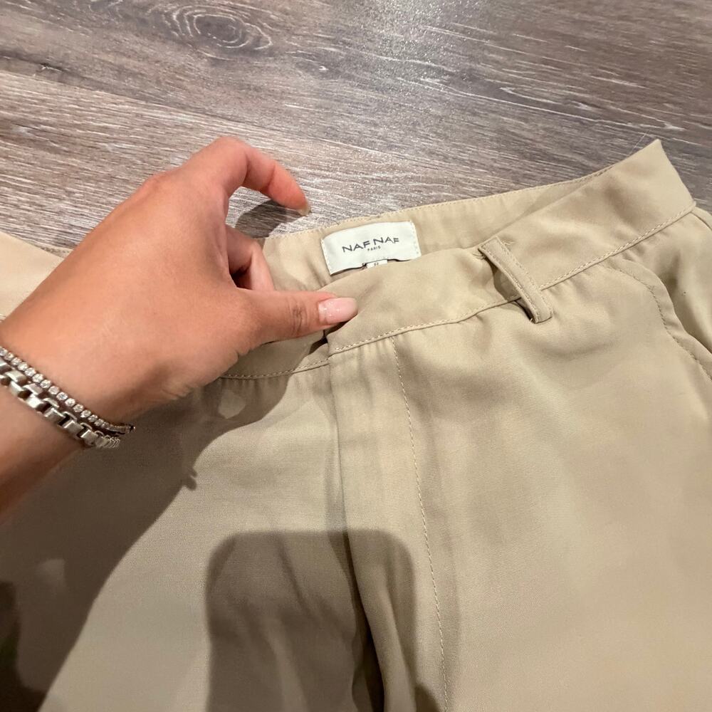 Naf Naf Paris Khaki Straight Cargo Pants Size EU 8 US 4 - Picture 4 of 8